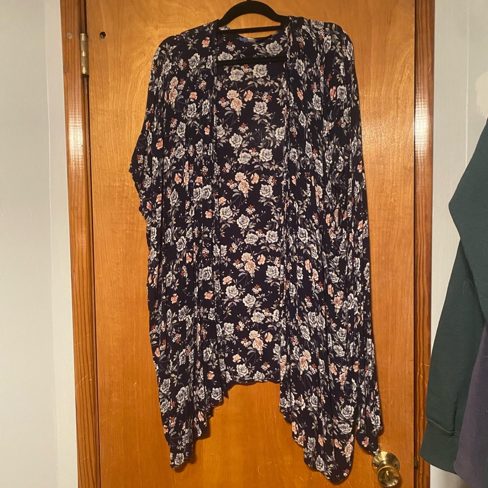 Blue floral kimono